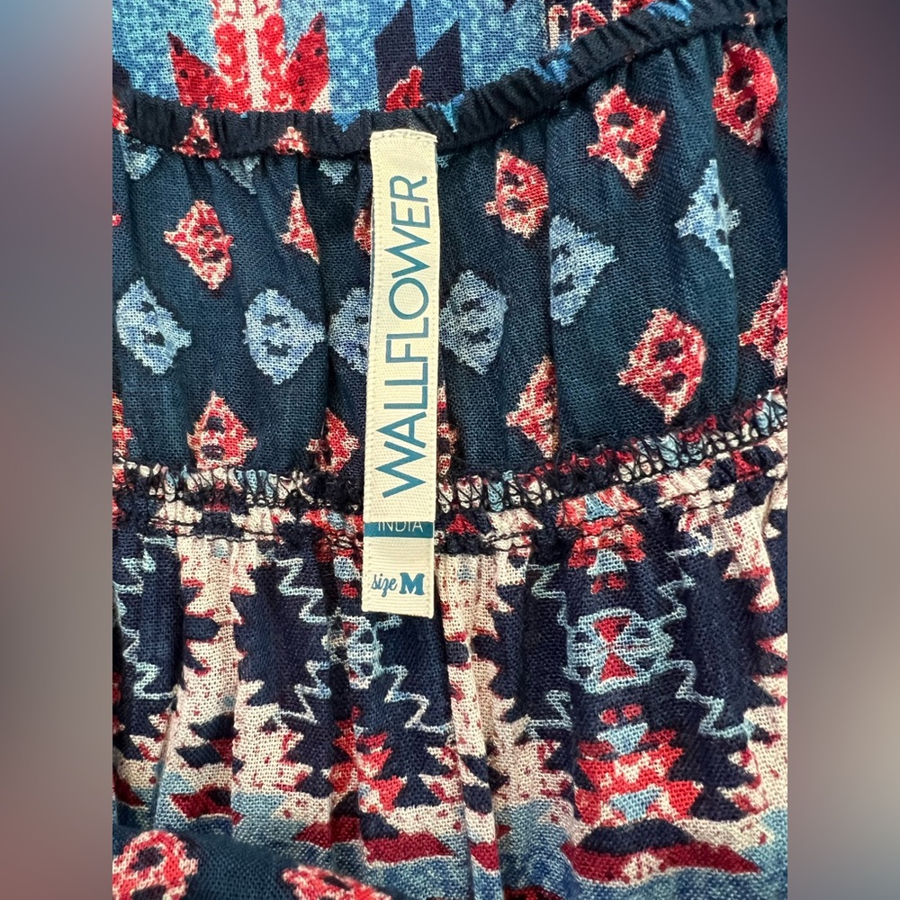 🆕 💙❤️🤍 NWOT WALLFLOWER Aztec Design Spaghetti Strap Dress | Women’s Sz M - Picture 7 of 10
